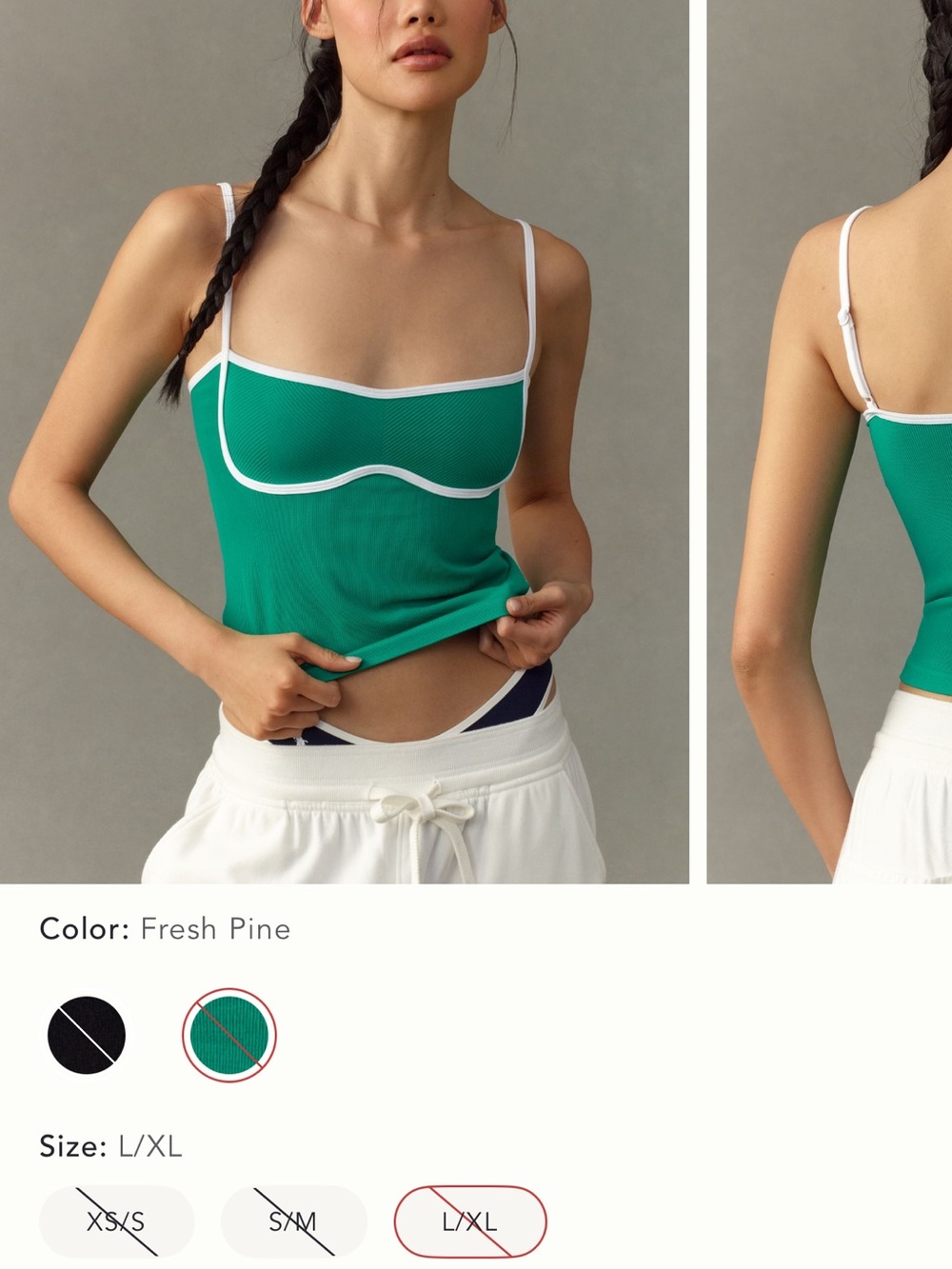 Anthropologie Seamless Piped Trim Bralette in Olive with White Trim